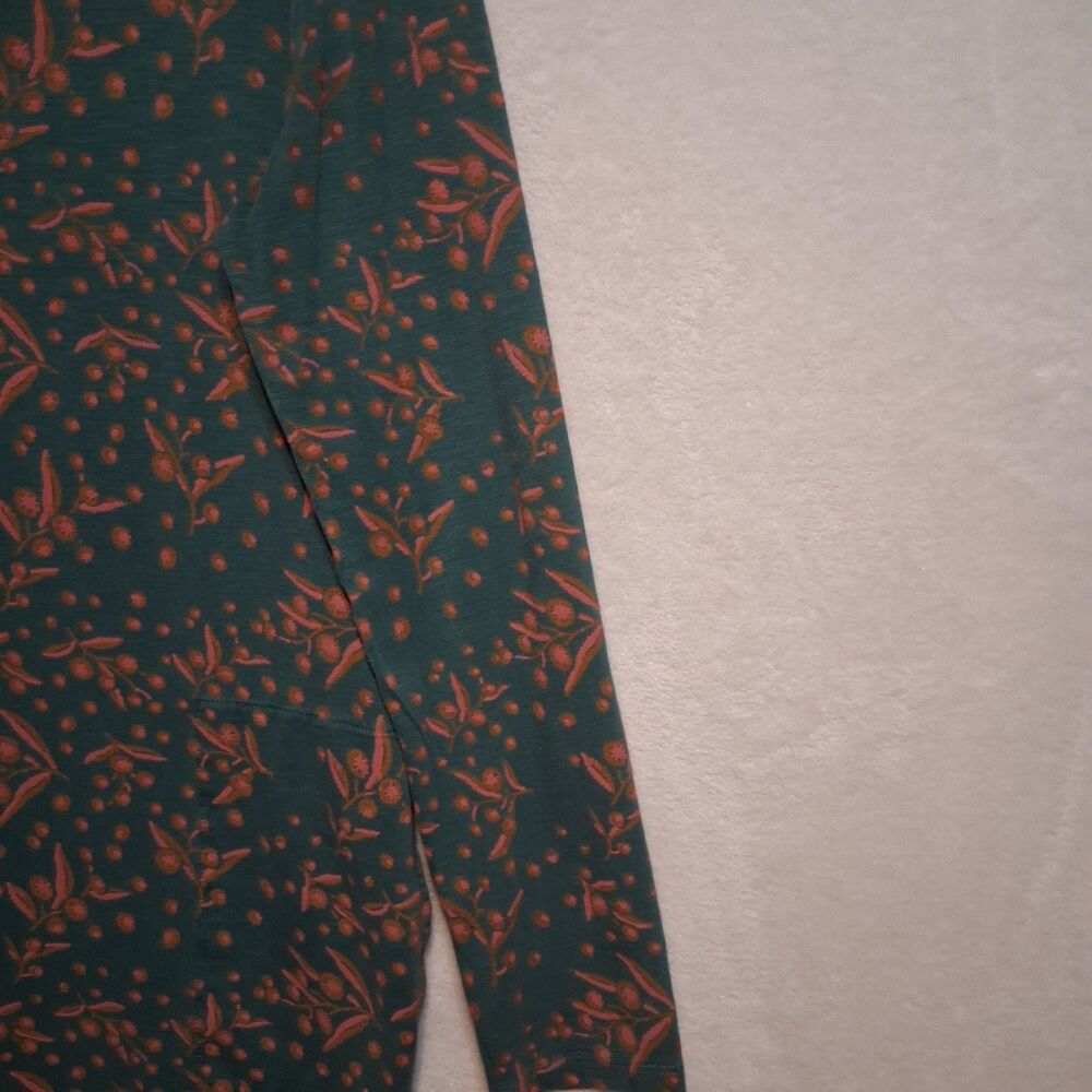 Toad&Co M Dress Windmere II Long Sleeve Green Floral Tencel Organic Cotton Shift - Picture 2 of 9